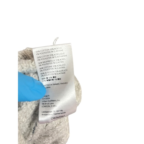 ANTHROPOLOGIE PILCRO Blue Ivory Chunky Knit Turtleneck Sweater Womens M Cozy - Picture 6 of 9